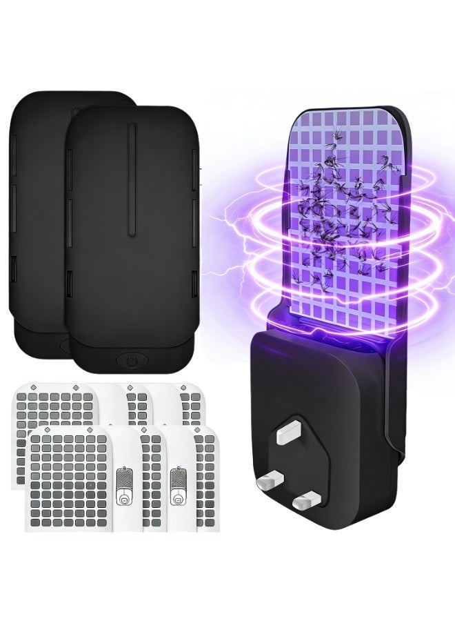 ناكسي فلاي قابس داخلي لقتل البعوض، مع مصباح ليلي UV قابل لتعديل السطوع لفخ البعوض وصائد الذباب، فخاخ ذباب الفاكهة للذبابة الصغيرة، العثة، البعوض، مناسب لكل جزء من المنزل (عبوتان، أسود) - Image 1